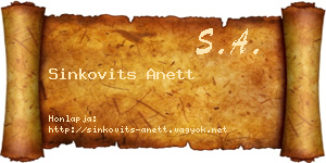 Sinkovits Anett névjegykártya