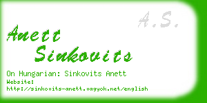 anett sinkovits business card